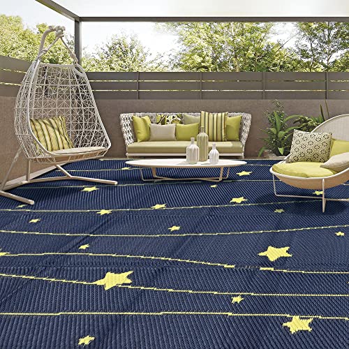 Boulder Bee Outdoor Rugs | Plastic Straw Rug | Waterproof Outdoor Camping Rugs | Quick Drying Picnic Rug | Sand Free Reversible Beach Mats | 5 x 8 Feet | 2.7 lb - color: Dark Blue, size: 5*8 Feet