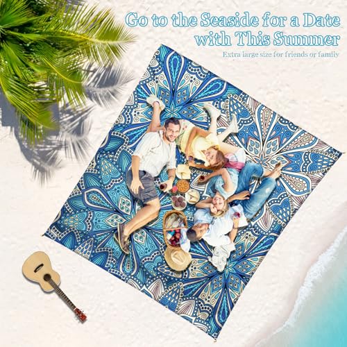 Beach Blanket Waterproof Sandproof 1-7 Adult Oversized 78 '' × 81 '' Lightweight Durable Compact Sand Free Extra Large Beach Mat for Travel Camping Hiking Picnic - color: Mandala7, size: 78“x81”