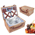 4 Person Picnic Basket, 19 Set Vintage Wicker Basket Picnic Ware Set for 4 Willow Hamper Ware Set