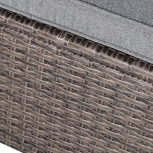 Patiorama Outdoor Patio Chaise Lounge Chair, Elegant Reclining Adjustable Pool Rattan Chaise Lounge Chair with Cushion, Grey PE Wicker, Steel Frame, for Deck, Poolside, Backyard (Light Grey) - color: Grey