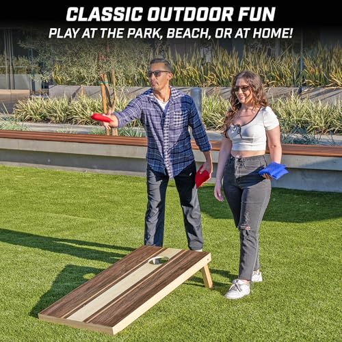 GoSports 4 x 2 ft Regulation Size Wood Cornhole Boards - 10 Vintage Wood Designs (Choose Your Style) - color: Walnut