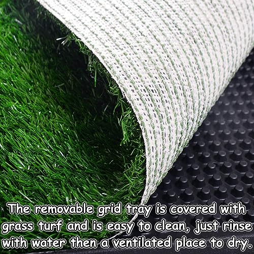 Dog Grass Pad with Tray, 25" x 20" Indoor Artificial Grass Pee Pad for Puppy Potty Training, Portable Dog Toilet Pet Loo, 3-Layer System - size: M 25x20x1.2IN-1 Grass Pad