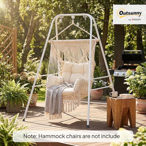 Outsunny Hammock Chair Stand, Free Standing Heavy Duty Hanging Swing Chair with Anti-Slip Foot Pads, 2 Carabiners, for Relaxation, Indoor and Outdoor Use, White - color: White