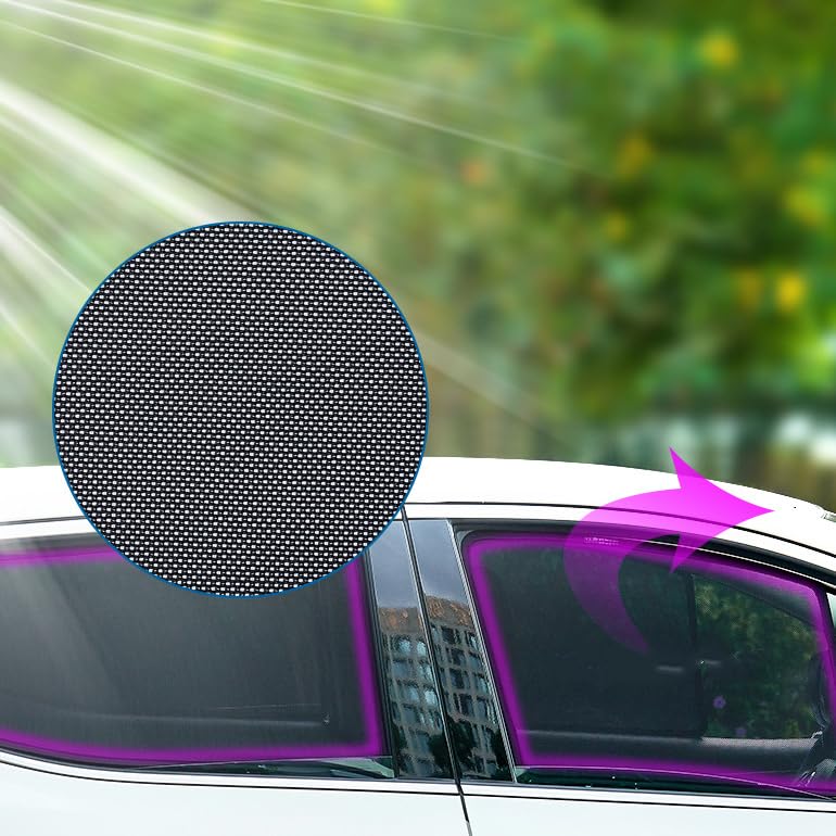 Car Sunshades for Tesla Model S 2012, Windshield Breathable Portable Visor Sunproof UV Rays Privacy Protection Blocking Mosquito,A/4pcs Side - color: A/4pcs Side
