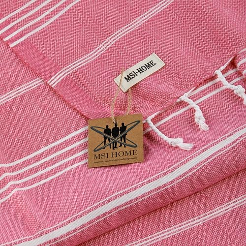 100% Organic Turkish Cotton Beach and Bath Towel, Peshtemal Towel Blanket, Quick Dry Sand Free, Oversized Light Compact, Diamond Weave, Prewashed, 71 x 39 Inches (Pink) - color: Pink