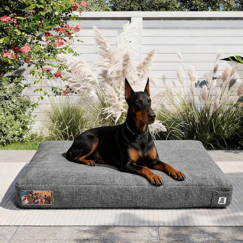 Sytopia 42 Inch Indestructible Dog Beds for Extra Large Dogs, Chew Proof Waterproof Pet Crate Pad with Machine Washable Removable Cover, Great for Indoor, Outdoor, Crate, Patio Use, Grey - color: Grey, size: X-large