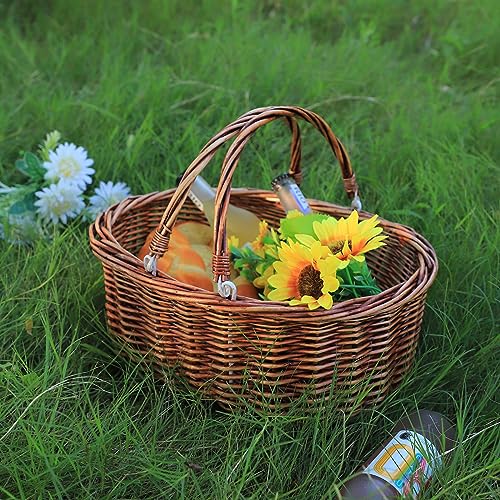 Wicker Picnic Baskets with Handles.Kingwillow. (Brown) - color: Brown