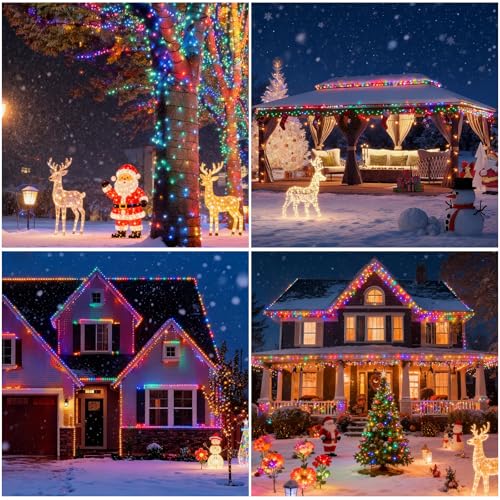 SOLARBABY Solar Christmas Lights Outdoor,142Ft 400 LED Crystal Beads Solar String Lights with Remote,19 Mode Christmas Light Solar Power Waterproof for Garden Patio Xmas Tree Christma Decor,Multicolor - color: Muticolor, size: 1 Pack