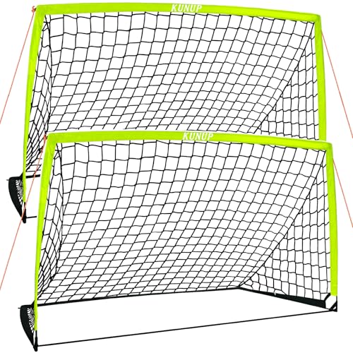 2 of 5×3 6x4 9x5 FT Portable Kids Soccer Goals Set, Foldable Soccer Practice Nets for Backyard with Carrying Bag for Toddler Youth Pop Up Soccer Training Equipment Indoor Outdoor Sports Game Gift - color: Optic Green, style: 9x5FT
