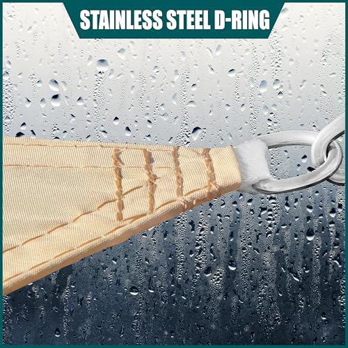 Royal Shade 14' x 14' Beige Rectangle Waterproof Sun Shade Sail Canopy, UPF50+ 98% UV Blockage & Water Resistant Awning rsTADS14, Outdoor Backyard Patio Garden Carport (We Make Custom Size)