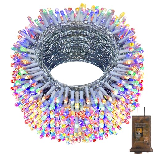 KNONEW 403ft 1000 LED String Lights Outdoor Christmas Lights 8 Modes & Timer Fairy Light Plug in Waterproof LED String Lights for Xmas Yard Tree Wedding Party Holiday Decorations (Multicolor) - color: Multicolor, size: 403FT 1000 LED