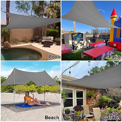 Amagenix Sun Shade Sail 14'X14' Rectangle Dark Grey Curved Edge Heavy Duty UV Block Canopy for Patio Lawn Garden Outdoor,Customizable