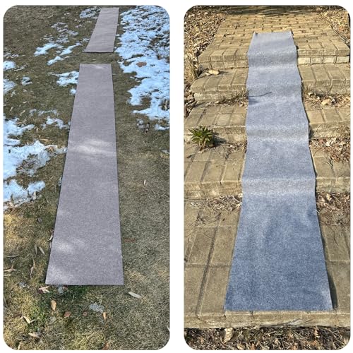 Prriudy 16 x 118 Inch No-Slip Ice and Snow Carpet Mats, Felt Carpet Anti-Slip Mat for Winter Walkways, Front Door, Stairs, Porch, Outdoor, Patio, Safe Walking (Grey, 1 Pcs, 16"x118")