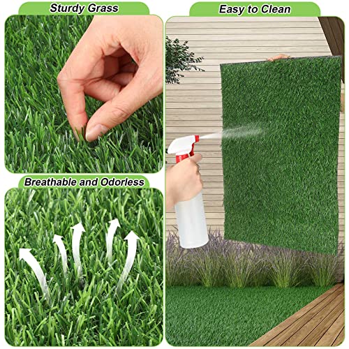 Amylove 6 Pcs Puppy Artificial Grass Pee Pads 14'' x 18" Fake Grass Turf for Dogs Washable Artificial Grass Rug Pet Potty Training Fake Grass Patch Mat with Drainage Hole for Outdoor Indoor Garden Use