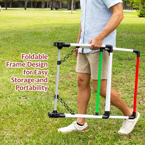 MD Sports Ladder Toss Game Set, Portable Foldable PVC with Weighted Base, Built-in Scoring, 2 Targets, 6 Bolos, Carry Bag, Perfect for Indoor Outdoor Gatherings
