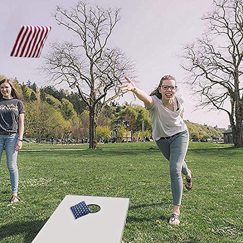 Nattork Cornhole Bags Set of 8 - Premium Corn Hole Bean Bags for Tossing - All Weather Resistant 8 Duck Cloth Double Stiched Corn Hole Bags and Tote Bags - Regulation Size - color: American Flag