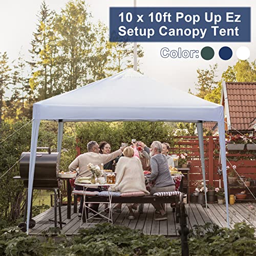 Outvita 10x10ft Ez Pop Up Outdoor Canopy Tent, Portable Commercial Instant Tent with Carry Bag for Party Wedding Birthday BBQ Events - style: 10x10-white