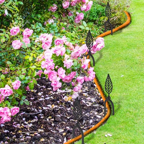 MorningRo 6 Pcs 8 Inch Garden Hose Guide Spike Metal Garden Stakes Holder Heavy Duty Metal Hose Guide for Plant Protection Lawn Yard(Leaf) - style: Leaf