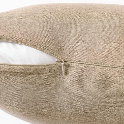 MIULEE Pack of 2 Decorative Outdoor Solid Waterproof Throw Pillow Covers Faux Linen Garden Farmhouse Cushion Cases for Patio Tent Balcony Couch Sofa 16x16 Inch Light Tan - color: Light Tan, size: 16" x 16" (Pack of 2)