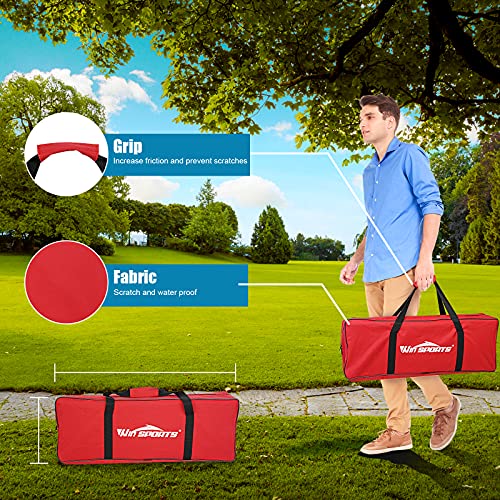 Ladder Toss Outdoor Game Set - Win SPORTS Indoor Ladder Ball Toss Game with 6 Weighted Bolos, Carrying Case and Sand Weighted PVC Piping,Games for Adults, Kids, Family