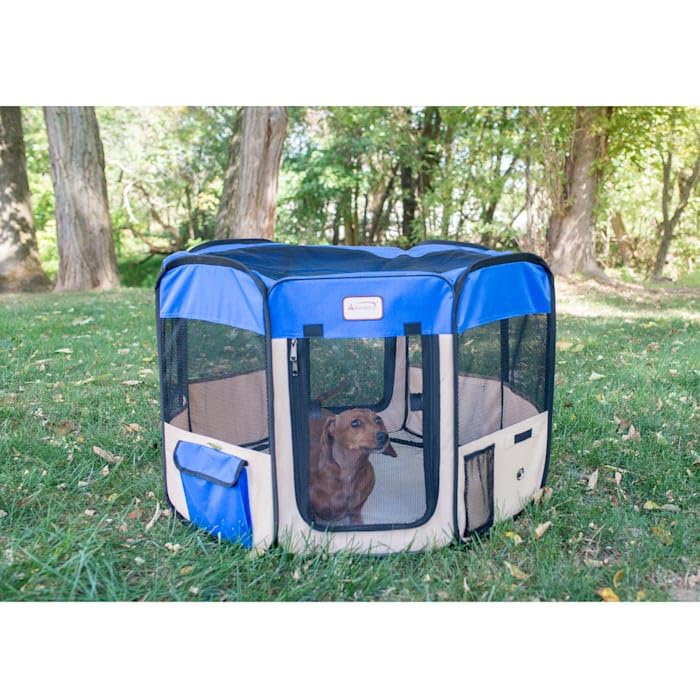 Armarkat PP001B Blue and Beige Portable Playpen - size: Portable