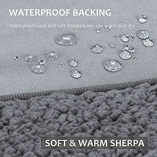 Tirrinia Large Waterproof Outdoor Blanket, Soft Warm Windproof Stadium Blanket with Sherpa Fleece and Foldable for Outdoor Sport, Baseball, Football, Beach, Concerts, Car - color: Light Grey, size: 51”x 59”