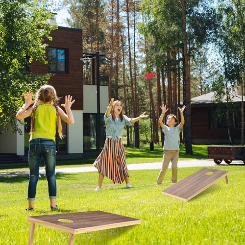 Solid Wood Cornhole Board Set, 4x2ft Regulation Cornhole Game Set with 8 Bean Bags and 2 Cornhole Boards, Premium Corn Hole Game for Adults and Family - style: 4*2 Woodgrain