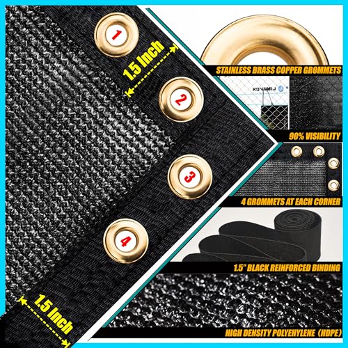 ShadeMart 4' x 1' Fence Privacy Screen Black Heavy Duty 170 GSM Fencing Mesh Shade Net with Grommets & Zip Ties, 90% Blockage Fence Screen for Balcony Yard Outdoor Garden (We Customize Size) - color: Black, size: 4' x 1' Customized Size