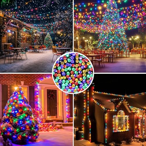 2 Pack Solar Christmas String Lights, Total 400 LED 144Ft Solar String Lights, Outdoor Lighting with 8 Modes Waterproof for Xmas Tree, Garden, Patio, Party Decorations (Multi Color) - color: Multicolor, size: 144ft