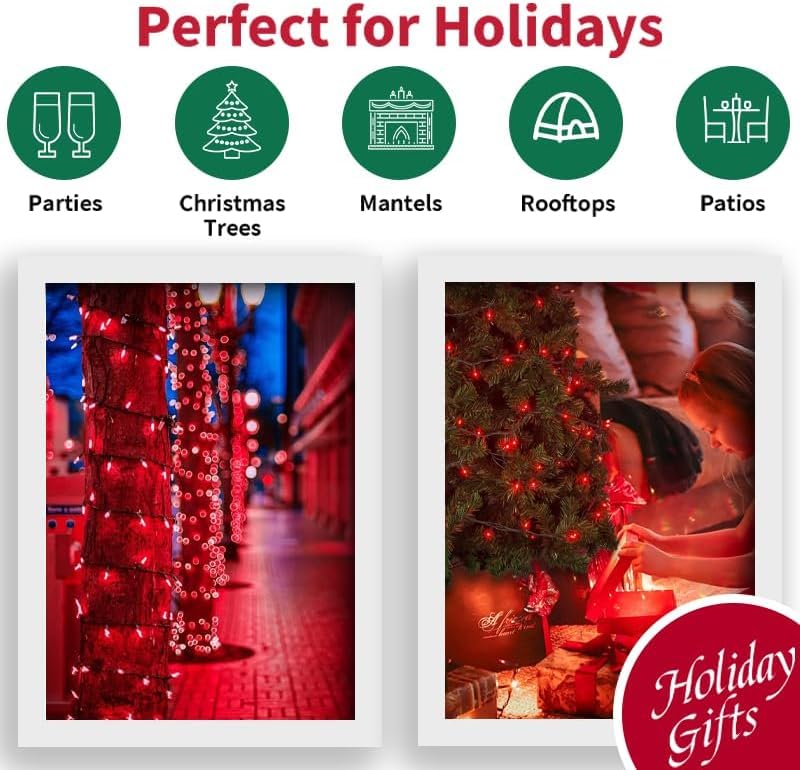 LAMPHOME 2 Pack 50 LED Red String Lights, 32 FT Mini String Lights with 9 Modes & 6 Hour Timer, Battery Operated for Indoor Outdoor Patio Garden Party Tree Valentine's Day Christmas Decorations - color: Red, size: 100 Count