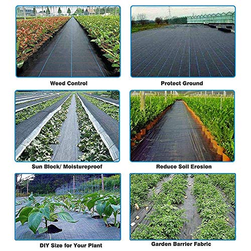Goasis Lawn Weed Barrier Control Fabric Ground Cover Membrane Garden Landscape Driveway Weed Block Nonwoven Heavy Duty 125gsm Black,5FT x 250FT - size: 5FT x 250FT