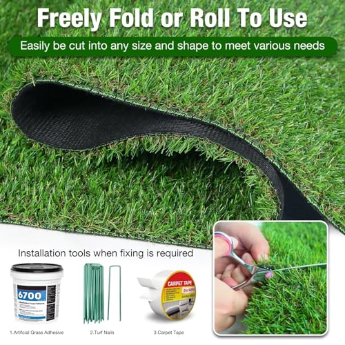 XLX TURF 2FT X 6FT Artificial Turf Runner Rug Indoor Outdoor - Realistic Narrow Fake Grass Carpet Patio Balcony Floor Covering - Pets Friendly & Drainage Dog Grass Pad - size: 2' x 6' (Runner)