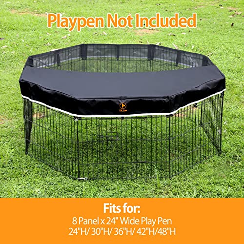 PJYuCien Dog Playpen Mesh Top Cover, Fits 24 Inch 8 Panels Metal Exercise Pet Pen, Elastic Buckles Connections, Black (Note: Only Cover, Fence Not Included) - color: Only Black Top Cover, Elastic Buckles Connections