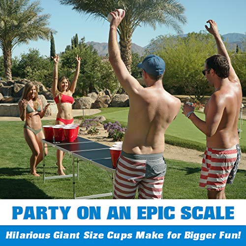 GoPong Giant Yard Pong Drinking Game for Adults – Indoor/Outdoor Lawn, Beach, and Tailgating Beer Pong Party Game – 24 Heavy Duty Giant Cups with 4 Balls