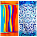2 Packs Oversized Beach Towel Set Extra Large Big XL Pool Camping Swim Clearance Towels 36x72 Soft Blanket Cruise Essentials Accessories Must Haves Vacation Necessities Adult Blue Flower Stripe - color: Blue Flower Stripe