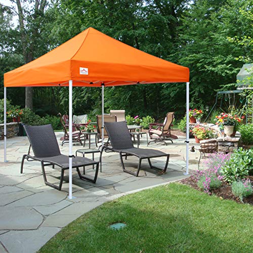 10'x10' Pop Up Canopy Tent Commercial Instant Shelter with Heavy Duty Roller Bag, 4 Canopy Sand Bags, 10x10 FT Orange - color: Orange