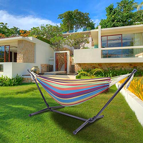 Camping Hammock with Stand, Portable Hammock with Stand, Outdoor Hammock Heavy Duty Hammock Bed 250lbs Capacity Travel Bed with Carrying Case for Backpacking, Travel, Beach, Backyard, Patio, Hiking - color: B