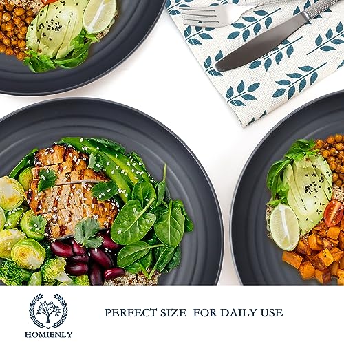 Homienly Deep Dinner Plates Set of 12 - Alternative to Plastic - Microwave & Dishwasher Safe - Wheat Straw - Unbreakable - Kids Plates (Black, 10 inch) - color: 12 PCS Black, size: 10 IN