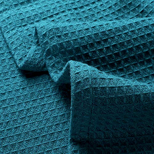 Glamburg 100% Cotton Thermal Blanket, Breathable Waffle Blanket, Twin Size, All Season, Teal - color: Teal, size: Twin (60"x90")