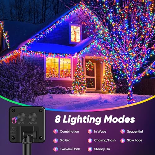 Brightever Solar String Lights Outdoor Waterproof, 46FT 120 LED Solar Fairy Lights for Outside, 8 Lighting Modes, Outdoor Twinkle Light for Christmas, Backyard, Garden Party Decorations, Multicolor - color: Multicolor, size: 1-Pack（46FT 120LED）