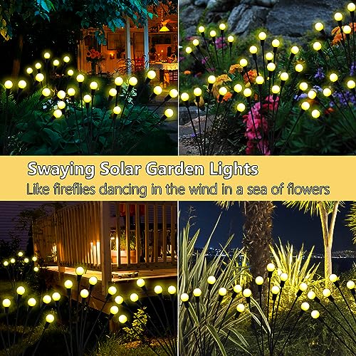 Solar Garden Lights Outdoor, 4 Pack 40 LED Solar Firefly Lights Waterproof, Sway by Wind, Swaying Light for Yard Patio Backyard Garden Planter Flower Bed Pathway Outdoor Decoration (Warm White) - color: Warm White, size: 4 pack