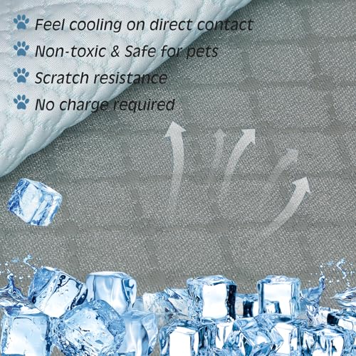 Dog Cooling Mat Thicken Cooling Mat for Dogs Self Cooling Pad for Dog Non-Slip Dog Bed Mats (Q-Max>0.5) for Indoor & Outdoor Car Seats - size: 22*16in