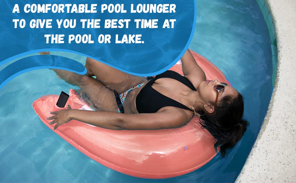 Inflatable Pool Chair Float (2 Pack) Pool Floats Adult Size with Drink & Phone Holder - Heavy Duty Lounger Floating Recliner Blow Up Floaties Hammock Noodle Water Floaty Lake Beach Tanning Float