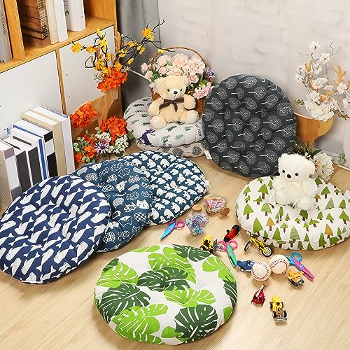 Kigley 8 Pcs Floor Pillow for Kids 15.75 Inch Boho Meditation Floor Cushions for Classroom Thick Linen Bohemian Pillow Round for Day Care Center Chair Living Room Balcony Playing