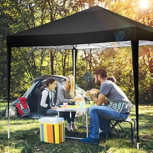 COBIZI 10x10 Pop up Canopy Tent, 10 by 10 Easy Setup Pop up Gazebo with 4 Sidewalls & Center Lock, Small Portable Instant Waterproof Outdoor Tent Canopy for Patio Backyard Vendor Event Sports (Black) - color: BLACK, size: 10x10FT with 4 sidewalls