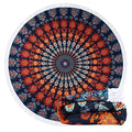 Benefeet Sox Beach Towel Large Round Mandala Pool Towels Tassels Microfiber Quick Dry Beach Blanket Throw Bohemian Roundie Swim Pool Circle Towel, 59 Inches - color: Mandala, Blue Orange