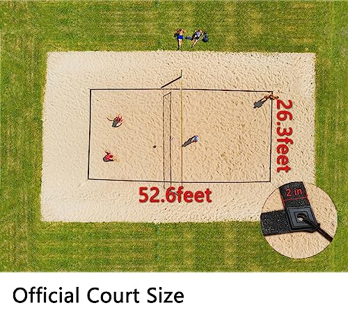 OMSORG 2-in-1 Beach Volleyball Lines, Heavy Duty Volleyball Boundary Lines with Reinforced Corners, Fit for Sand Backyard Grass 2 inch, Official Court Size 26.3' X 52.6'