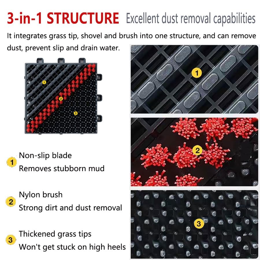 Outdoor doormats,Entrance mat,Double Door mats Outdoor.Boot scrapers with Brushes Outdoor.Splicing Interlocking,Non-Slip;dust-Removing,Waterproof Outdoor mat.（35.4”X 17.7"） - size: 1.5ft*3ft
