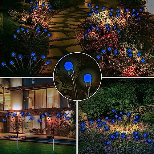 Albelt 6-Pack Solar Outdoor Lights for Garden Decorations, 48 LED Super Bright Firefly Light (Sway by Wind), New Upgraded Solar Lights Outside Waterproof for Outside Pathway Patio Yard Porch (Blue) - color: Blue, size: 6 Pack