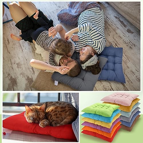 Geetery 12 Pcs Floor Pillows Bulk Seating Cushions for Floor Chair 15.7'' Large Meditation Cushion for Yoga Living Room Tatami Bedroom Balcony Office (Bright Color,Square) - color: Bright Color, size: Square